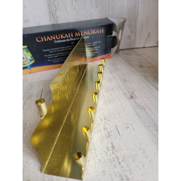 Metal menorah Hanukkah candle holder set religious golden - Picture 6 of 14